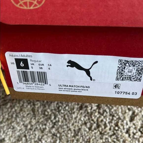 Puma Neon Orange and Black Soccer Cleats Size 6 NIB - Picture 5 of 8